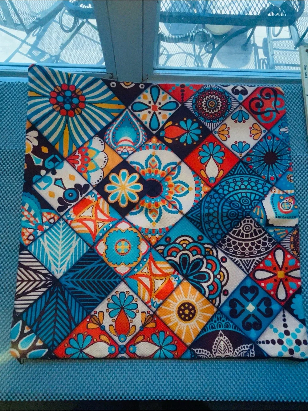 Colorful Mosaic Southwestern Boho Print Pillow Cover 20x20 NWOT